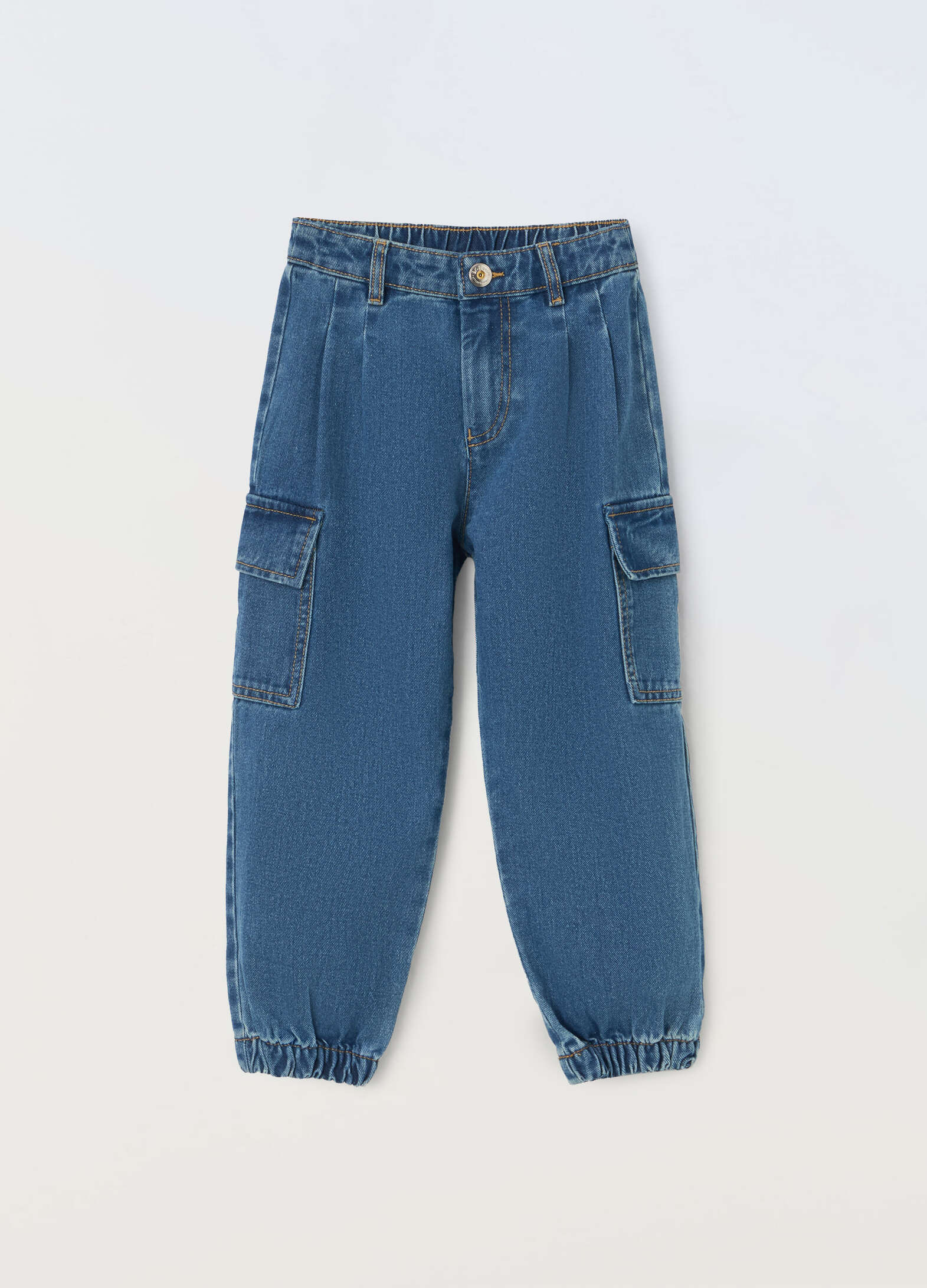 Girls' Pure Cotton Denim Cargo Pants